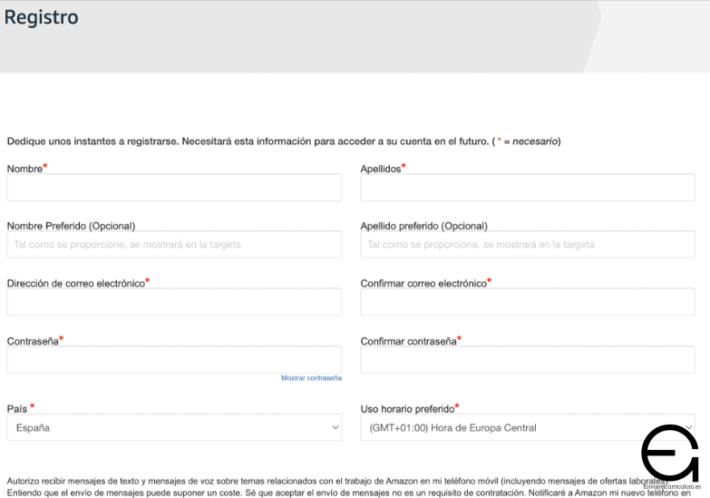 registro para trabar en amazon