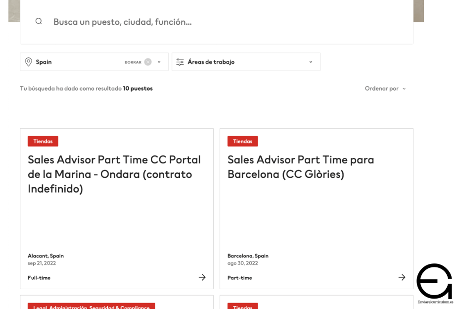 paso 2 para enviar el currículum a hm