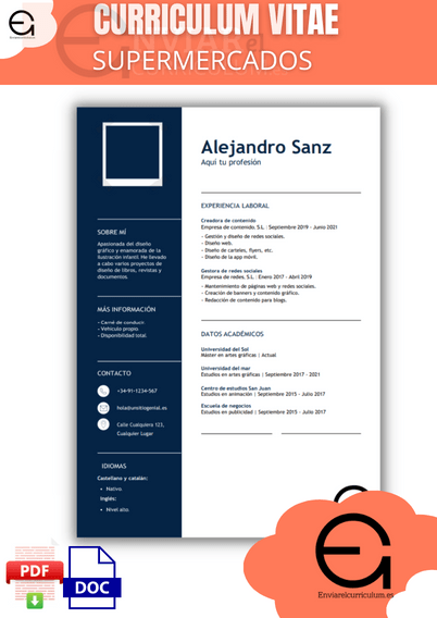 curriculum vitae supermercados sencillo