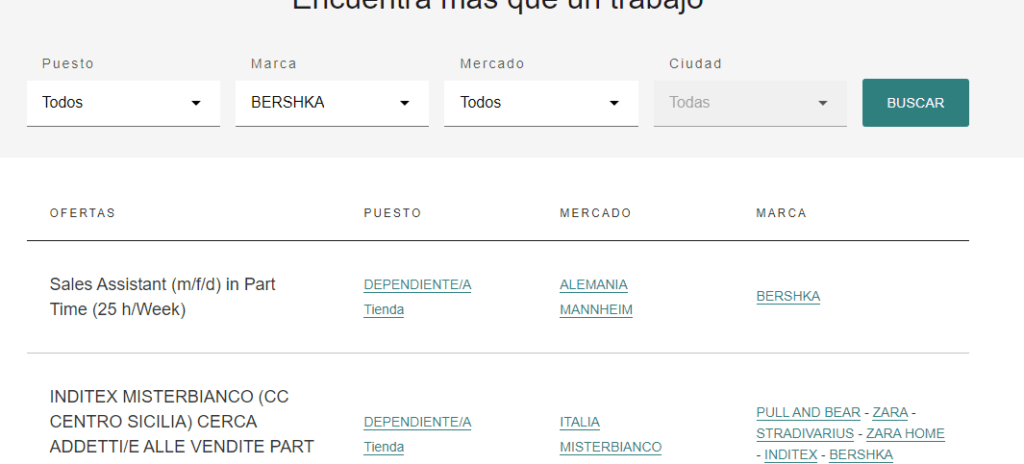 Pasos para inscribirte en ofertas de empleo de trabaja con nosotros Bershka